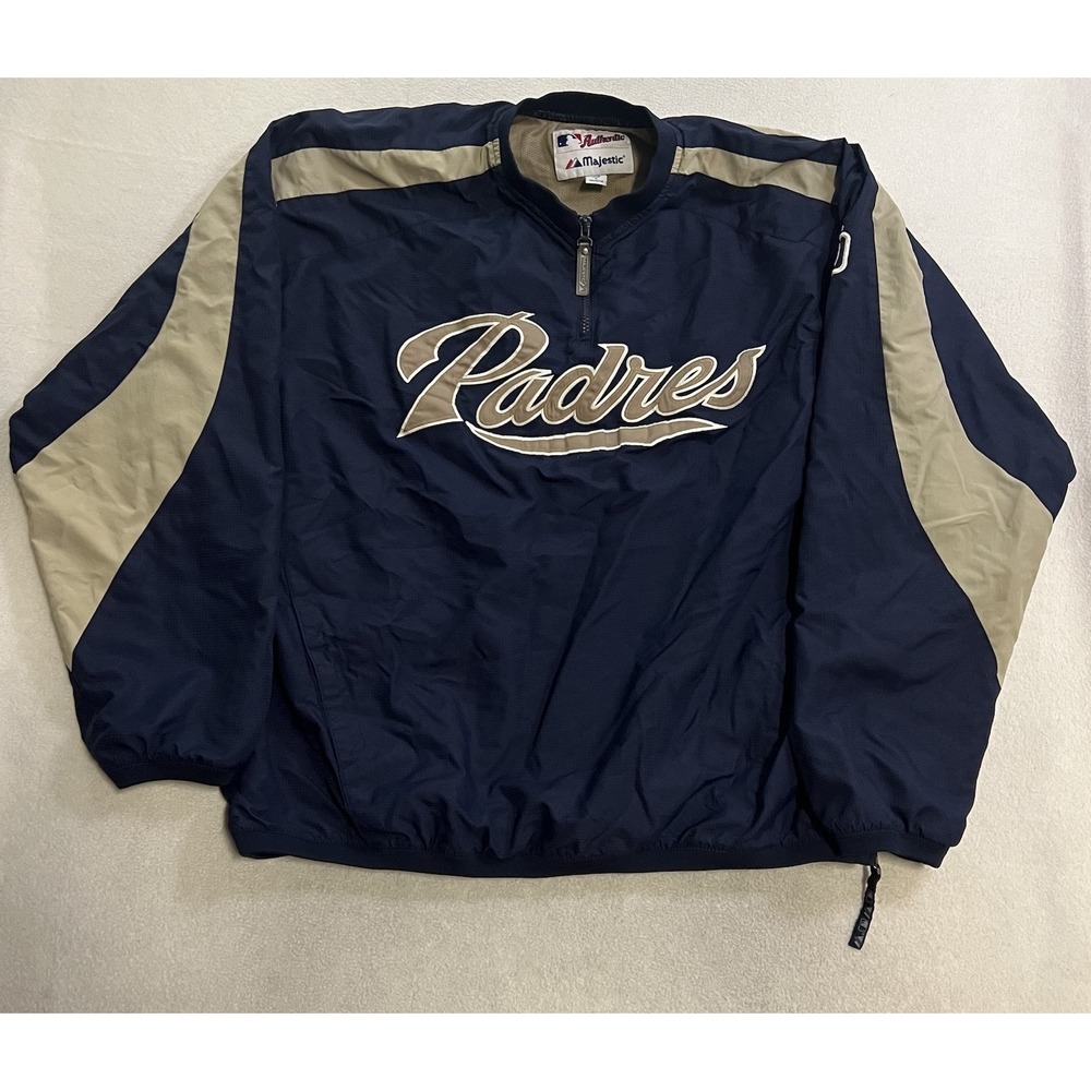 Vintage Majestic San Diego Padres Dugout Jacket Men's 2XL 1/4 Zip MLB Apparel